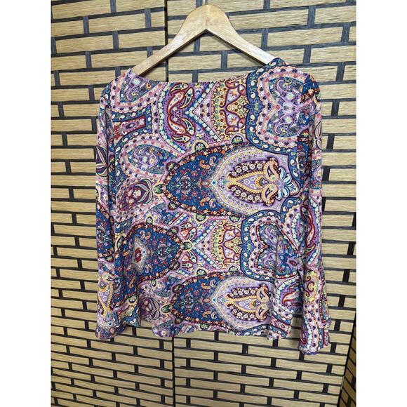 Counterparts Paisley Bell Sleeve Blouse Size Large - Picture 2 of 6